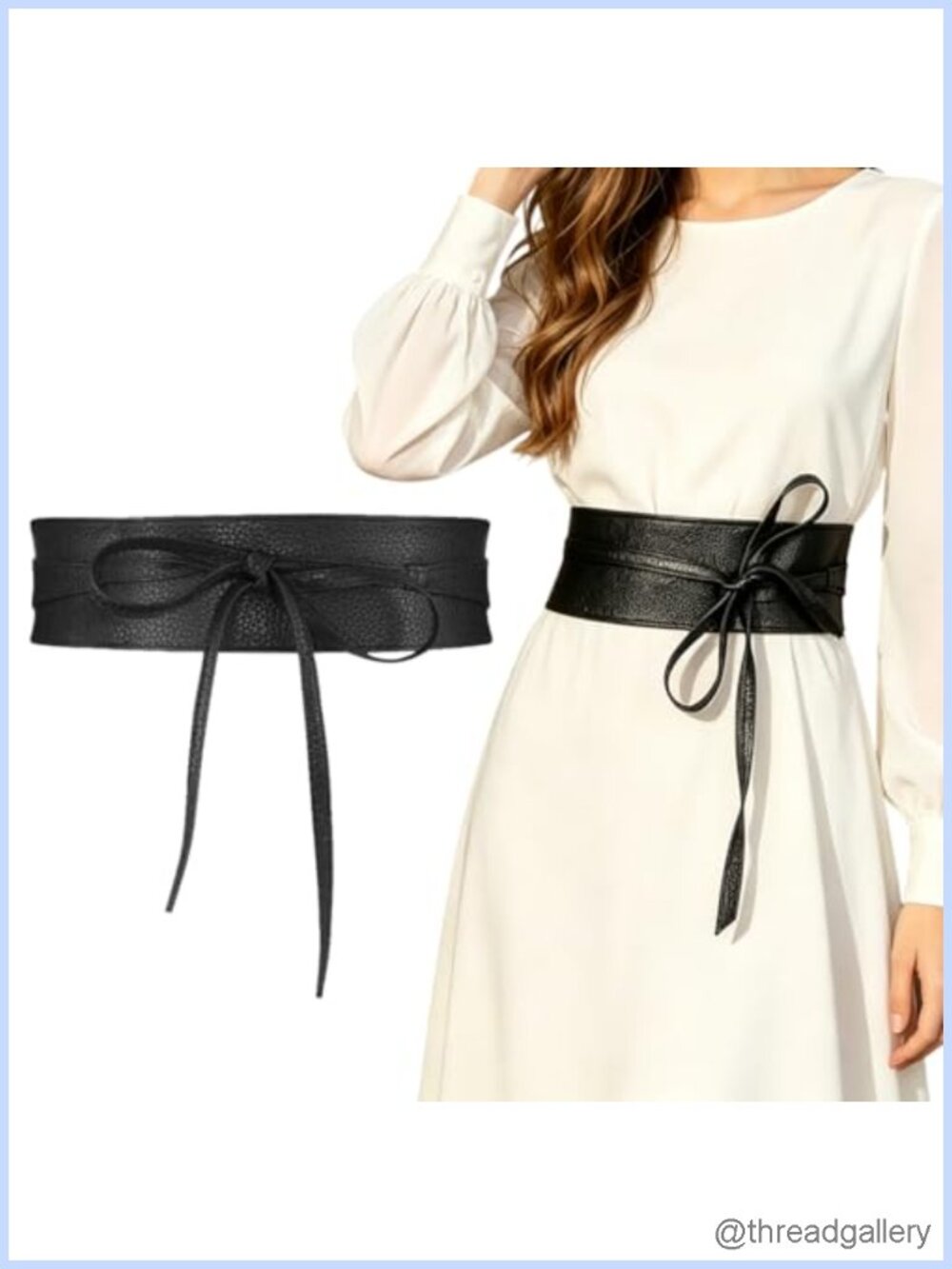 PU Faux Leather Waist Belt Long Wide Knot Design Adjustable Waist Cincher for